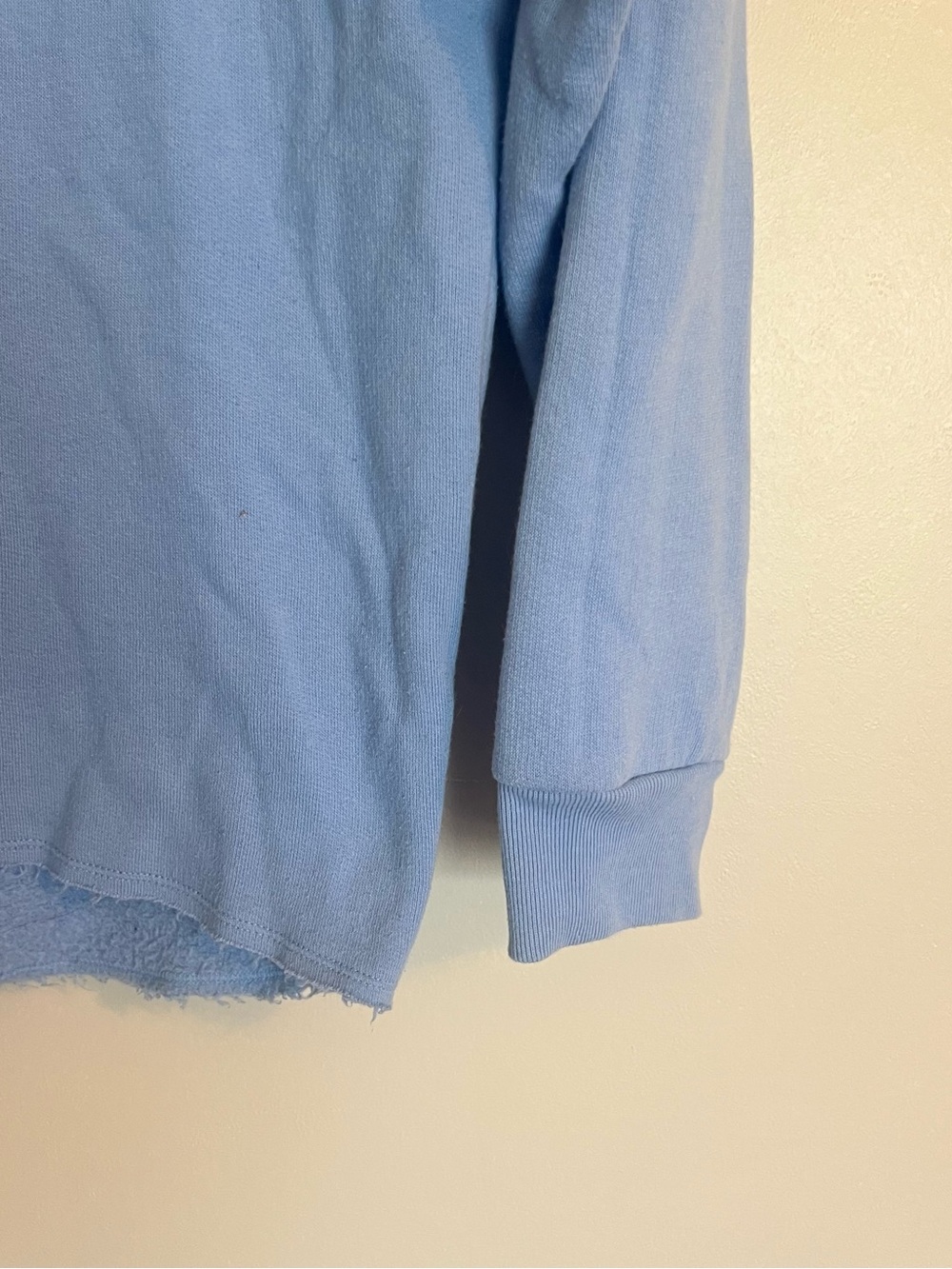 PINK Victoria's Secret Sky Blue Pullover Hoodie with raw hem - Picture 3 of 10